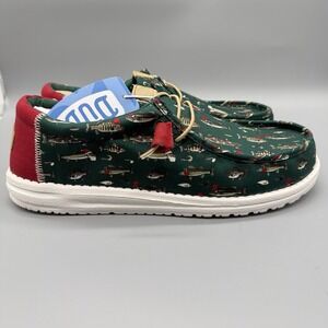 Hey Dude Wally Merry Fishmas Lure Men's 11 Green Multi Holiday Shoes Limited